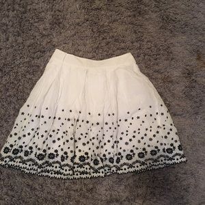 White and Black Floral Embroidered Skirt